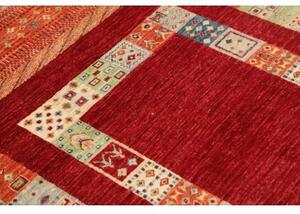 Tappeto Gabbeh Nova Geometrico Rosso Multicolore 101x153 Cm