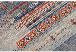 Tappeto Gabbeh Nova Geometrico Blu Rosso Mattone 106x148 Cm