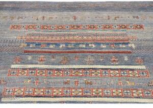 Tappeto Gabbeh Nova Geometrico Blu Rosso 124x173 Cm