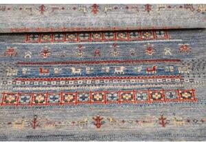 Tappeto Gabbeh Nova Geometrico Blu Cielo Rosso Mattone 80x119 Cm