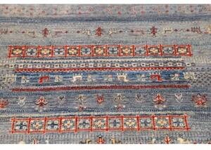 Tappeto Gabbeh Nova Geometrico Blu Cielo Rosso Mattone 80x119 Cm