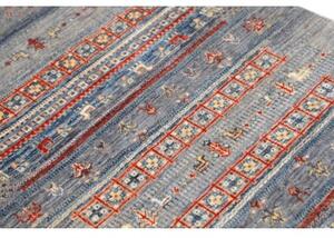 Tappeto Gabbeh Nova Geometrico Blu Cielo Rosso Mattone 80x119 Cm