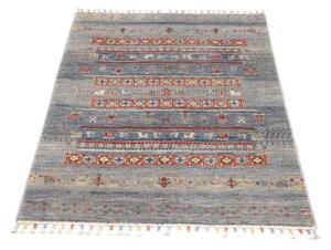 Tappeto Gabbeh Nova Geometrico Blu Cielo Rosso Mattone 80x119 Cm