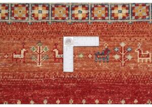 Tappeto Gabbeh Nova Geometrico Rosso Giallo Ocra 83x115 Cm