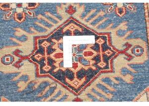 Tappeto Kazak Fine Stilizzato Blu Rosso Ruggine Corsia 79x407 Cm