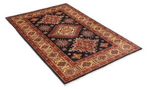 Tappeto Kazak Fine Stilizzato Blu Scuro Rosso Mattone 103x150 Cm