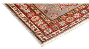 Tappeto Kazak Fine Geometrico Grigio Rosso Corsia 83x297 Cm