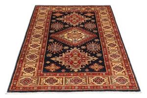 Tappeto Kazak Fine Stilizzato Blu Scuro Rosso Mattone 103x150 Cm