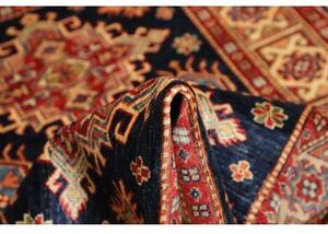 Tappeto Kazak Fine Stilizzato Blu Scuro Rosso Mattone 103x150 Cm