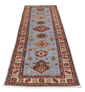 Tappeto Kazak Fine Stilizzato Azzurro Rosso Corsia 86x261 Cm