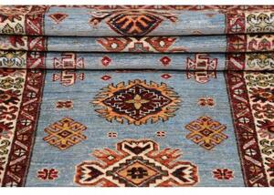 Tappeto Kazak Fine Stilizzato Azzurro Rosso Corsia 86x261 Cm