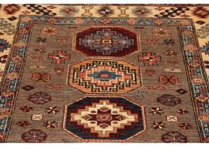 Tappeto Kazak Fine Geometrico Tortora Multicolore 122x190 Cm