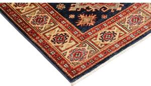 Tappeto Kazak Fine Stilizzato Blu Scuro Rosso Mattone 103x150 Cm