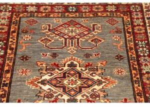 Tappeto Kazak Fine Geometrico Grigio Rosso Corsia 83x297 Cm