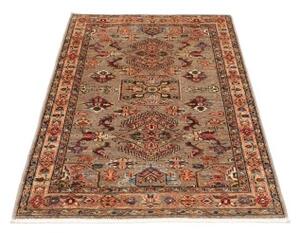 Tappeto Kazak Fine Stilizzato Marrone Tortora Rosso Mattone 87x152 Cm