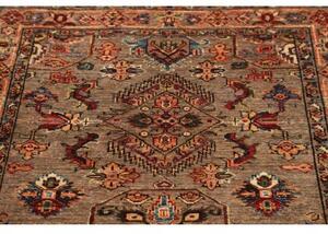 Tappeto Kazak Fine Stilizzato Marrone Tortora Rosso Mattone 87x152 Cm