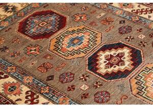 Tappeto Kazak Fine Geometrico Tortora Multicolore 122x190 Cm