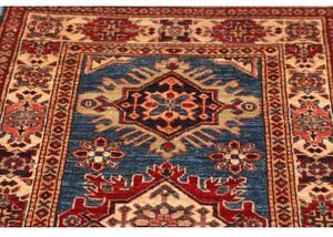 Tappeto Kazak Fine Stilizzato Blu Rosso Ruggine Corsia 79x407 Cm