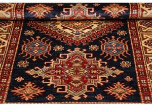 Tappeto Kazak Fine Stilizzato Blu Scuro Rosso Mattone 103x150 Cm