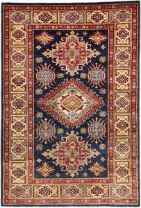Tappeto Kazak Fine Stilizzato Blu Scuro Rosso Mattone 103x150 Cm