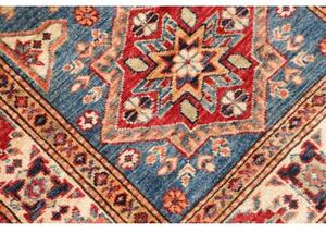 Tappeto Kazak Fine Stilizzato Blu Rosso Ruggine Corsia 79x407 Cm