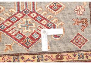 Tappeto Kazak Fine Geometrico Grigio Rosso Corsia 83x297 Cm