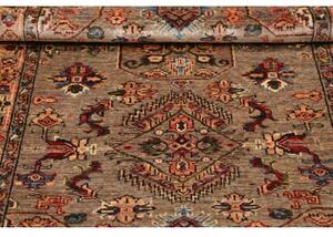Tappeto Kazak Fine Stilizzato Marrone Tortora Rosso Mattone 87x152 Cm