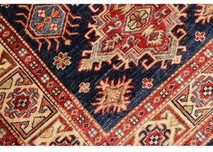 Tappeto Kazak Fine Stilizzato Blu Scuro Rosso Mattone 103x150 Cm