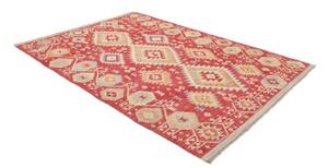 Tappeto Kilim Geometrico Rosso Beige 176x246 Cm
