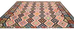 Tappeto Kilim Geometrico Nero Multicolore 254x287 Cm