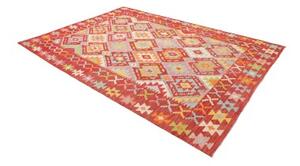 Tappeto Kilim Geometrico Rosso Multicolore 205x290 Cm