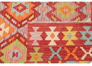 Tappeto Kilim Geometrico Rosso Multicolore 205x290 Cm