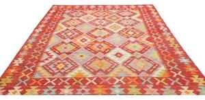 Tappeto Kilim Geometrico Rosso Multicolore 205x290 Cm
