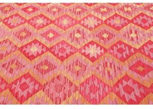 Tappeto Kilim Geometrico Rosa Giallo 204x289 Cm