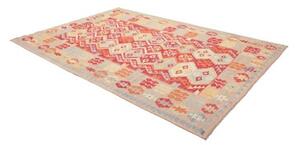 Tappeto Kilim Geometrico Rosso Beige 206x299 Cm