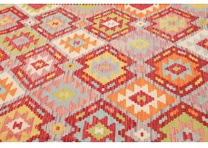 Tappeto Kilim Geometrico Rosso Multicolore 205x290 Cm