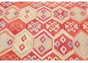 Tappeto Kilim Geometrico Rosso Beige 206x299 Cm
