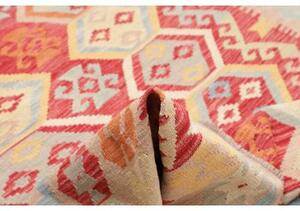 Tappeto Kilim Geometrico Rosso Beige 206x299 Cm