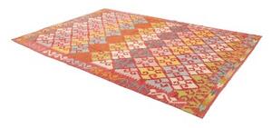Tappeto Kilim Geometrico Rosso Mattone Multicolore 203x297 Cm