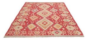 Tappeto Kilim Geometrico Rosso Beige 176x246 Cm
