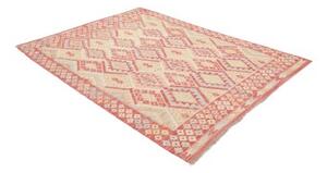 Tappeto Kilim Geometrico Rosso Avorio 179x235 Cm