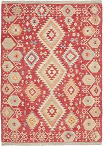 Tappeto Kilim Geometrico Rosso Beige 176x246 Cm
