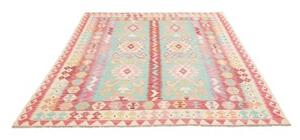 Tappeto Kilim Geometrico Turchese Rosa Antico 180x231 Cm