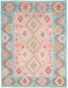 Tappeto Kilim Geometrico Rosa Azzurro 182x237 Cm
