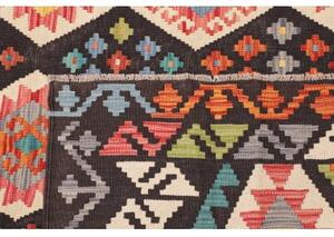 Tappeto Kilim Geometrico Nero Multicolore 254x287 Cm
