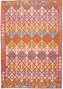 Tappeto Kilim Geometrico Rosso Mattone Multicolore 203x297 Cm