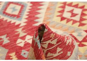 Tappeto Kilim Geometrico Rosso Beige 176x246 Cm