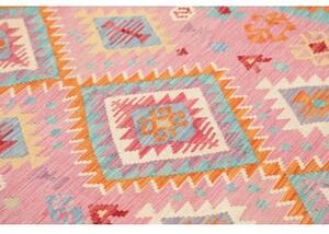 Tappeto Kilim Geometrico Rosa Azzurro 182x237 Cm