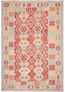 Tappeto Kilim Geometrico Rosso Beige 206x299 Cm