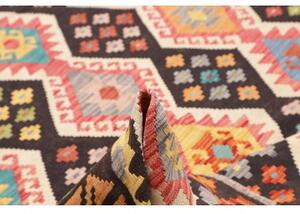 Tappeto Kilim Geometrico Nero Multicolore 254x287 Cm